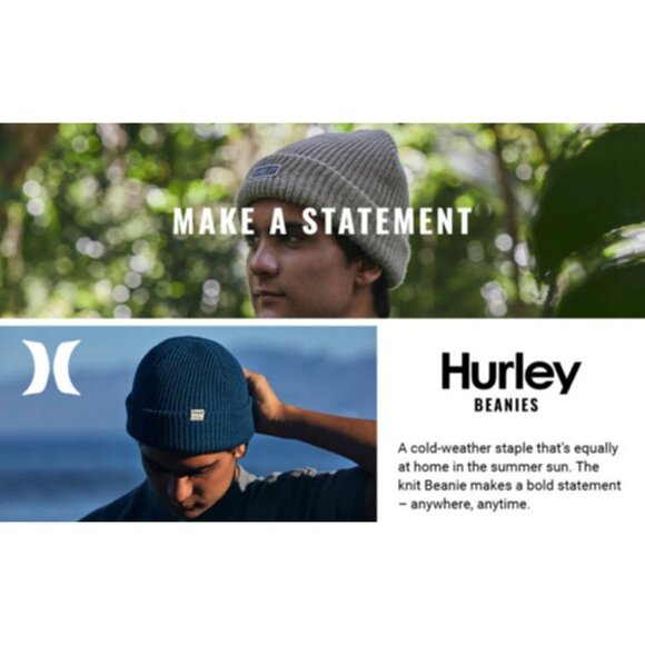 New w/Tags - Hurley Icon Staples Beanie in Black, One Size - Picture 5 of 5